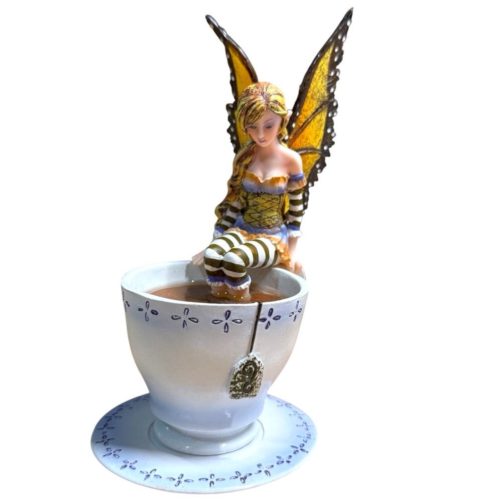 Amy Brown “I Need Coffee” Fairy in Teacup Figurine Fantasy Collectible - Picture 3 of 5